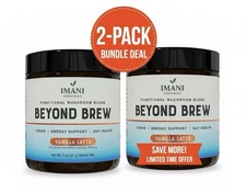 2-PACK VANILLA Beyond Brew Mushroom Coffee 7-in-1 Cacao Energy/focus/Gut/Mental!