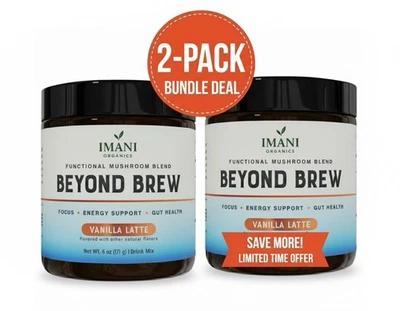 2-PACK VANILLA Beyond Brew Mushroom Coffee 7-in-1 Cacao Energy/focus/Gut/Mental! - Image 1 of 4