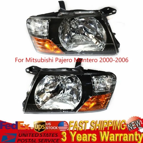 Pair For 2000-2006 Mitsubishi Pajero Montero Left&Right Set Headlights Headlamps