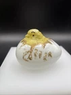 Vintage Victorian Antique Milk Glass Easter Chick Hatching From Egg 3.5"L