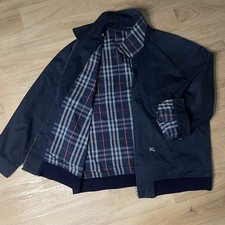 VINTAGE BURBERRY Bomber Jacket winter nova Check Blouson cotton men BLUE size L