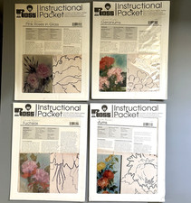 Lot 4 BOB ROSS FLOWERS INSTRUCTIONAL PACKETS Roses Mums Geraniums Fuchsias New