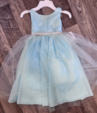 Girls Dress TURQUOISE Size 4 TULLE Ball Prom Quinceanera Gown Flower Girl NEW