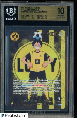 2025 ONE PIECE PROMOS BVB X ONE PIECE MATCH DAY 2025 #003 MONKEY D. LUFFY BGS 10