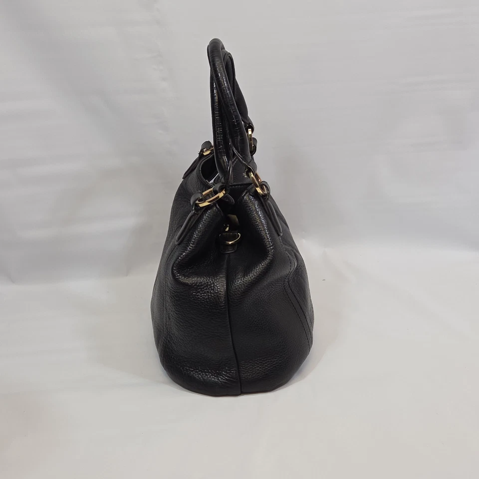 Bolso Hobo de Cuero Negro para Mujer Cartera de Hombro de Guijarro Suave Anillo Dorado Asas Lar Foto 4 de 4
