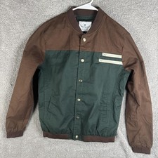 Westport Jacket Mens Medium Brown Green Colorblock Bomber Snap Front Lined
