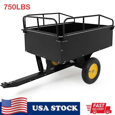#ad #ad ATV Trailer Tow Behind Dump Cart 750Lbs Pull Behind Yard Wagon Dump Trailer $168.99