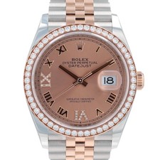 Rolex Datejust 126281 TwoTone 18 Rose Gold SS Salmon Diamond Roman Jubilee Watch