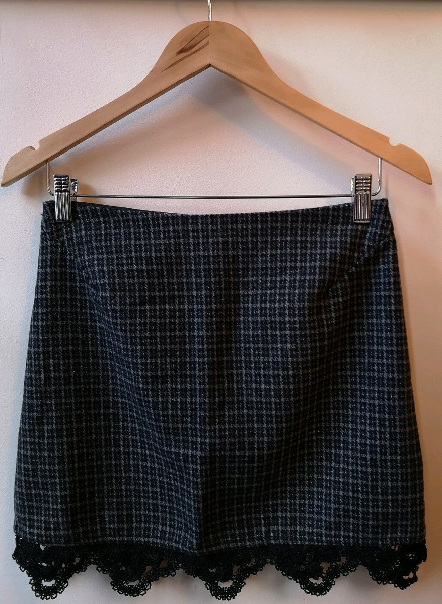 Mini Skirts Topshop Blue Plaid Skirt Topshop Wool Knit Navy Blue
