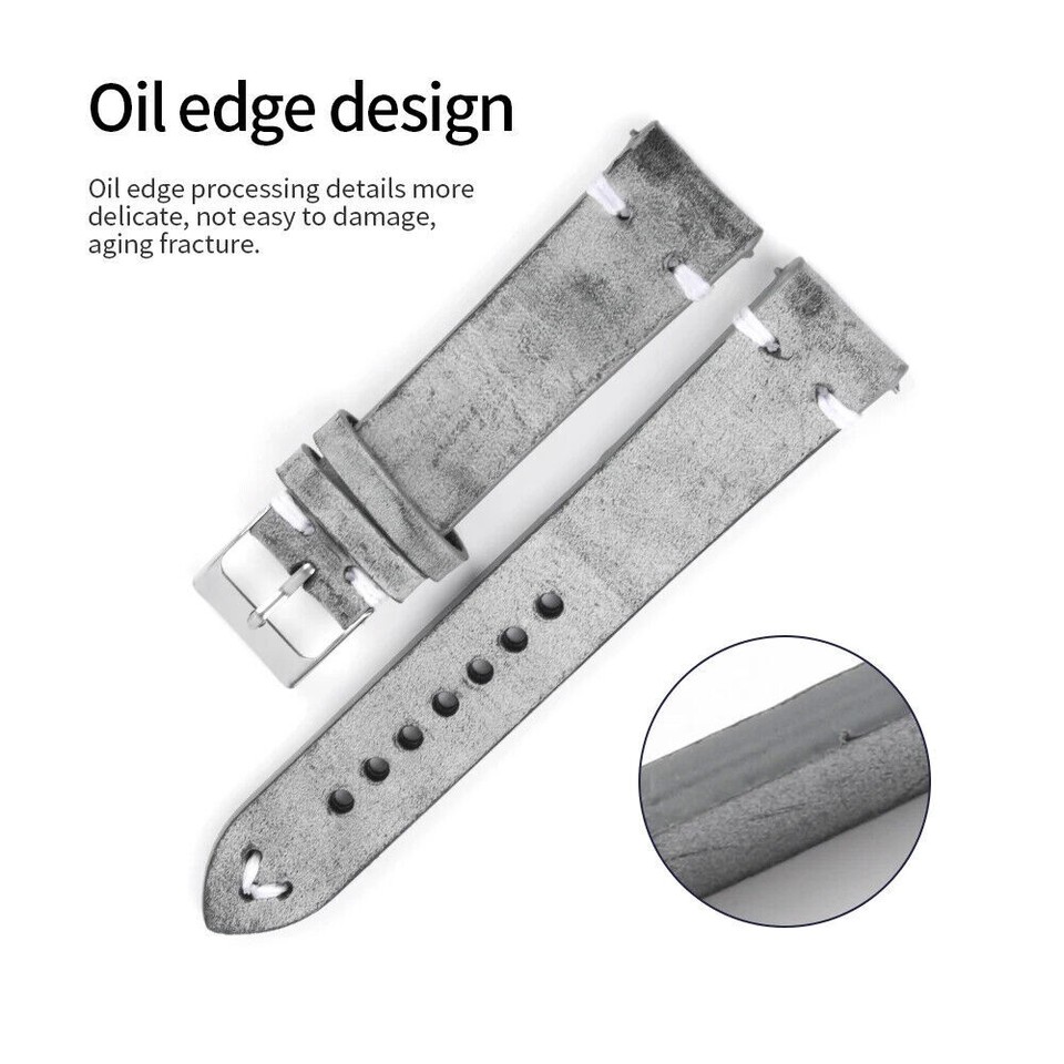 20 21 22mm Leather Watch Band Strap For Handmade Oil Wax Bracelet + Pin
