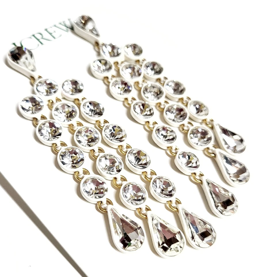 Pendientes Cascada Brillante J.Crew Cristal Blanco Multicolor BQ557 Nuevos con Etiquetas Foto 4 de 4