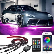 RGB LED Remote Strip Under Car Tube Underglow Underbody System Neon Light Kit