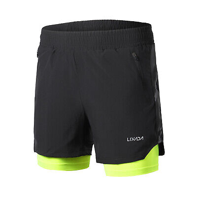 Lixada Men 2 in 1 Running Shorts Quick Drying Breathable Active Training A0G1
