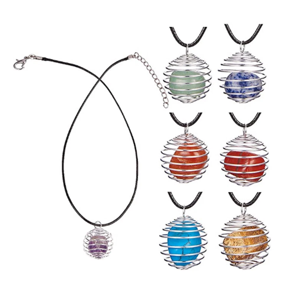 60Pcs Spiral Bead Cage Pendant Crystal Holder for Necklace Making Crystal  Holder