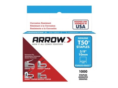 Arrow T50 Edelstahlklammern 506SS 10mm (3/8in) 1000er Pack