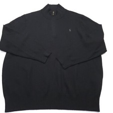 NEW POLO RALPH LAUREN 1/4 ZIP SWEATER WOOL -1XB BIG XL- BLACK -PONY -WASHABLE
