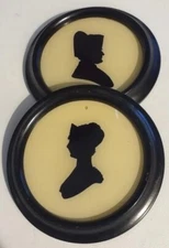 C & A Richards Vintage Pair of Silhouettes of Napoleon & Josephine Made Germany