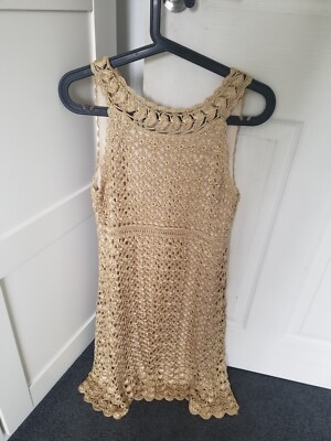 Diane Von Furstenberg Gold Metallic Crochet Dress UK 10 | eBay UK Diane Von Furstenberg Gold Metallic Crochet Dress UK 10 | eBay UK