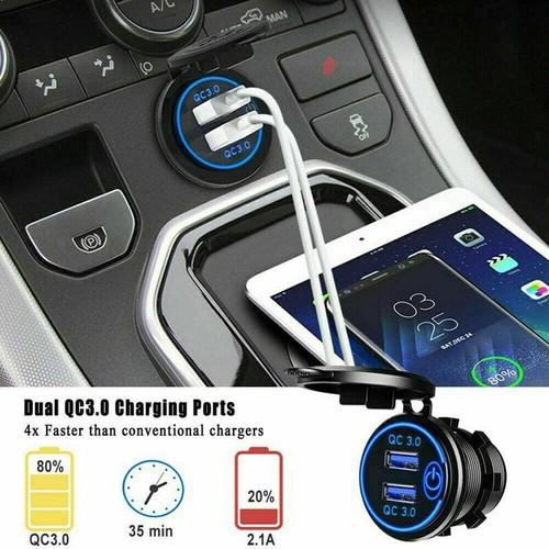 2PC Car Dual USB12V-24V Charger Quick Charger QC 3.0 Socket Power Outlet Adapter - 第 12/12 張圖片