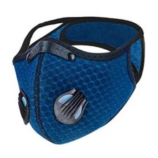 Face Mask Mesh Filter Valves Adjustable Nose Neck Strap Blue Washable Reusable