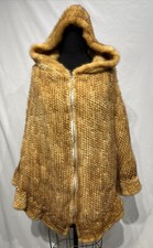 Knitted Mink Gold Cape/poncho W/ Hood (118035)