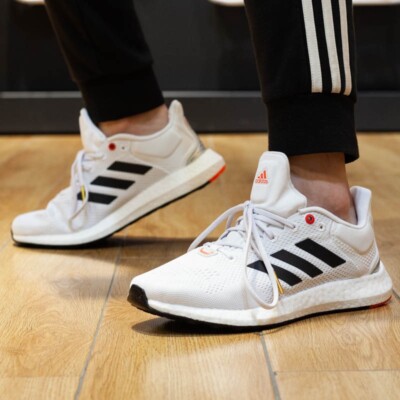 Adidas PureBoost 21 White Solar Red Men's Athletic Shoes GY5099 | eBay
