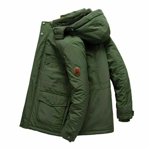 Herren Winterjacke Outdoor Jacke Warm Gefüttert Wasserdichte Parka Armee Mantel- - Bild 4 von 30