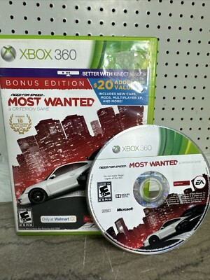 Need for Speed Most Wanted Xbox 360 Bonus Walmart Edition Street Racing EA Game