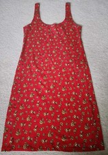 Summer Dress Red Floral Sleeveless Fitted Small EUC