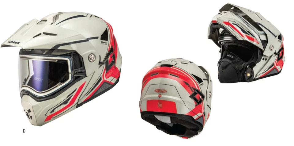 Casco de moto de nieve GMAX MD-74S con escudo eléctrico térmico, blanco y rojo XL o 3XL Foto 3 de 4