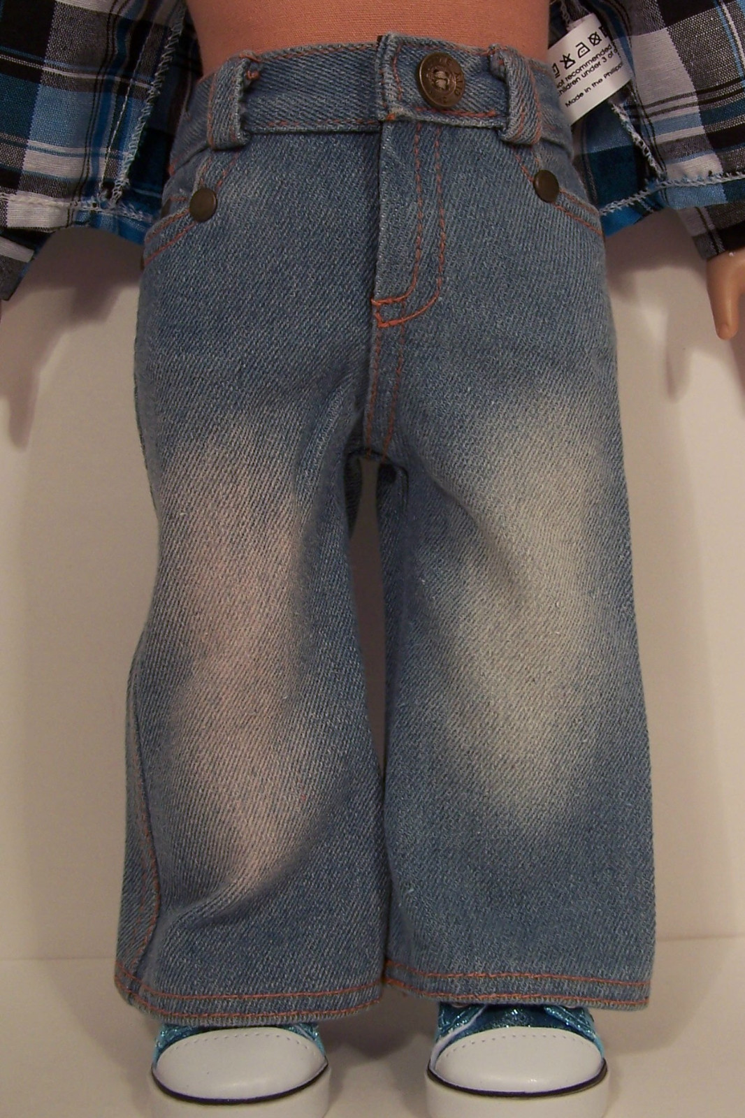 Denim Jeans Stone Wash Look Doll Clothes For 18 American Girl Boy Logan (Debs*)