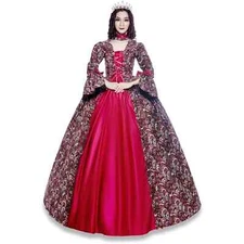 KEMAO Victorian Renaissance Gown Medieval Court Costume Marie Antoinette Dress