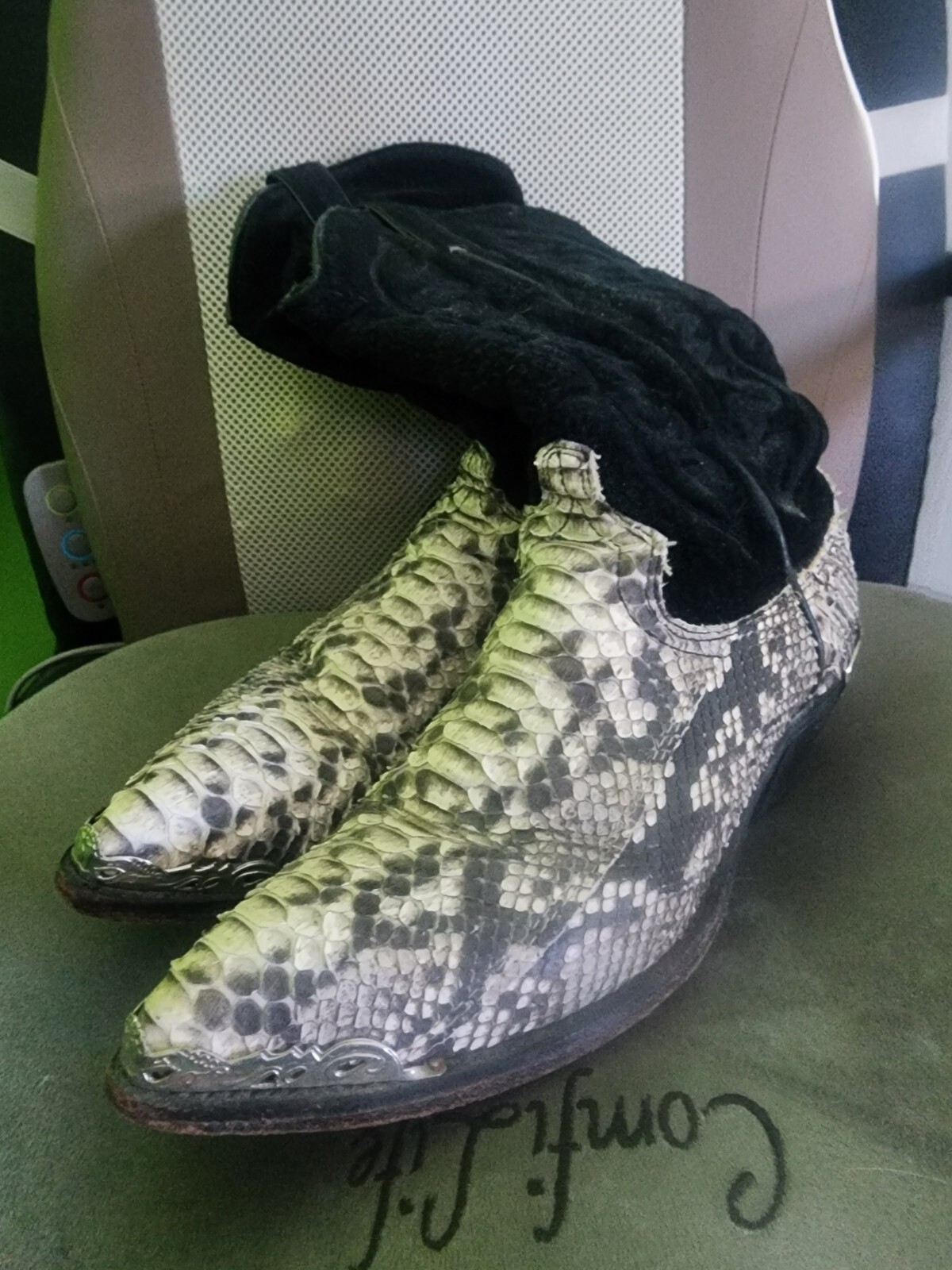 ~US 7~ GENUINE LEATHER SNAKESKIN PYTHON COWGIRL B… - image 5