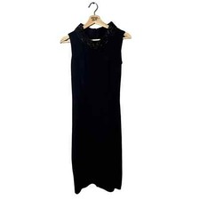 St. John Evening Thick Knit Embellished Neckline Little Black Dress in Size 2