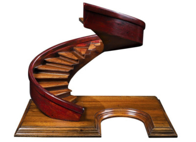 Spiral Stairs Red Staircase Architectural 3D Wooden Model 11'' Sculpture New