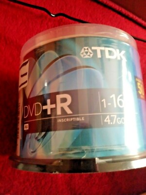 TDK DVD+R  4.7GB 1-16X Discs 100 PK DVD  NEW & SEALED SPINDLE