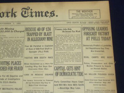 1922 NOVEMBER 7 NEW YORK TIMES- OPPOSING LEADERS FORECAST VICTORY TODAY -NT 8420