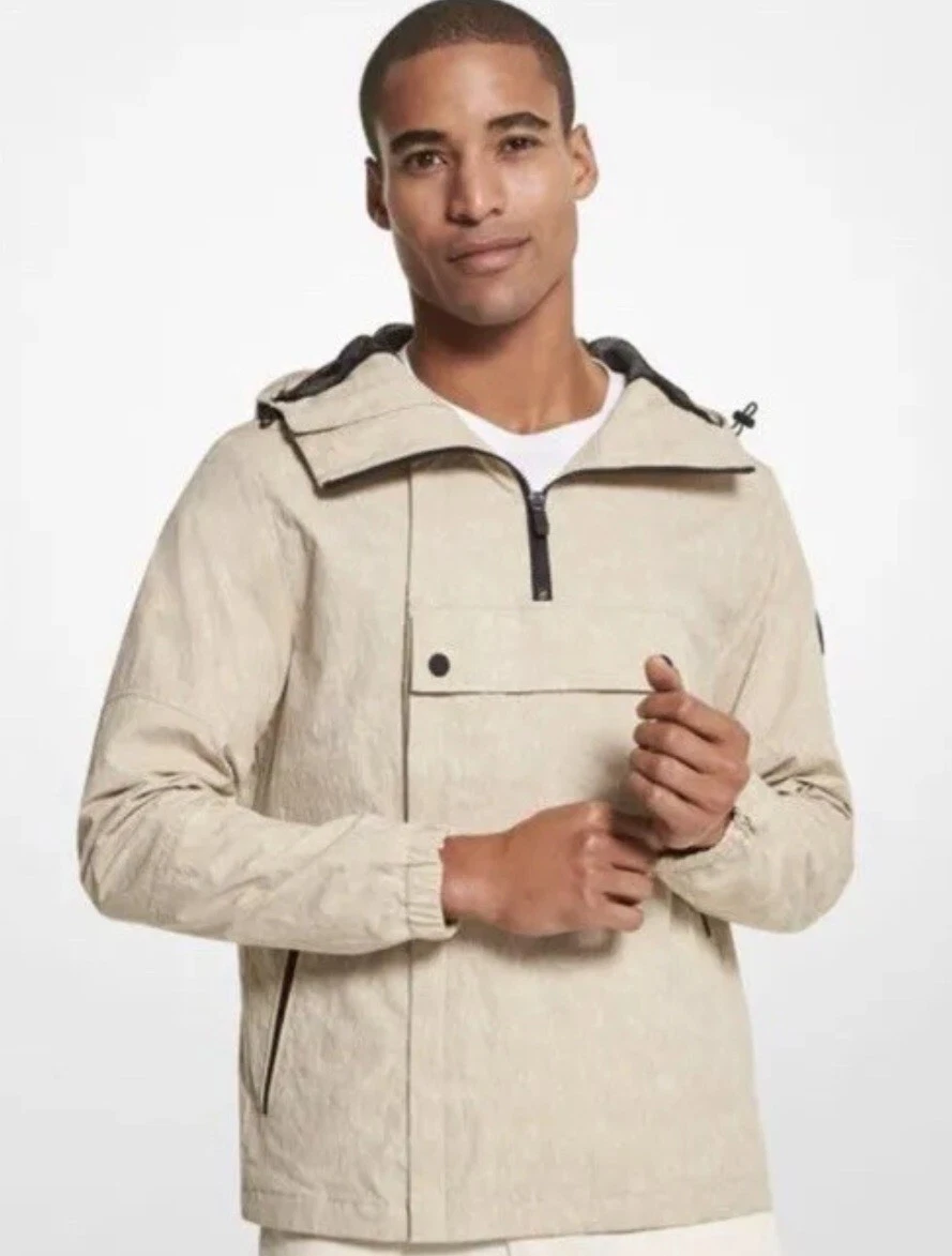 Men's Michael Kors Crinkled Woven Hoodie Cargo Jacket. Size Small. NWT $298