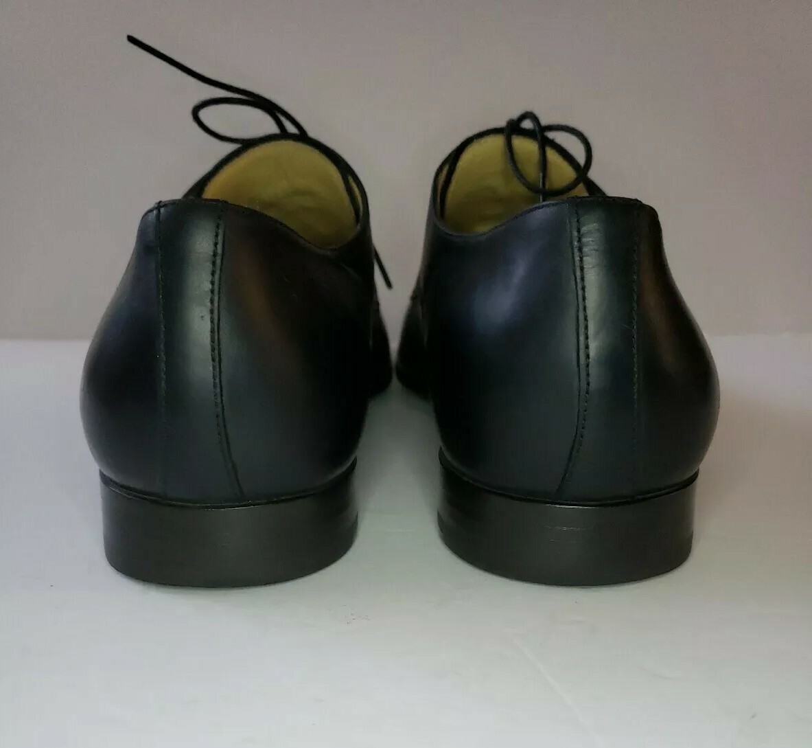 SANTONI Mens 11 Black Apron Toe Dress Derby Oxfords Italy  display picture 1