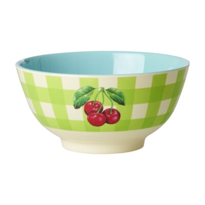 RICE: Two Tone Schüssel aus Melamin, ''Love Therapy Cherry Print'', 15 cm, 700 ml