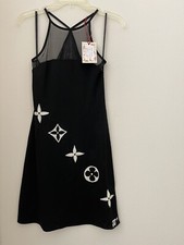 VINTAGE MESH LITTLE BLACK DRESS ARTISAN PAINTED BY J' ATELIER9: Sz S, Preowned