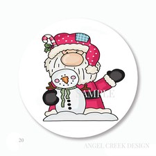 Whimsical Christmas Santa w/Snowman Favors Scrapbook Stickers Envelope Seals