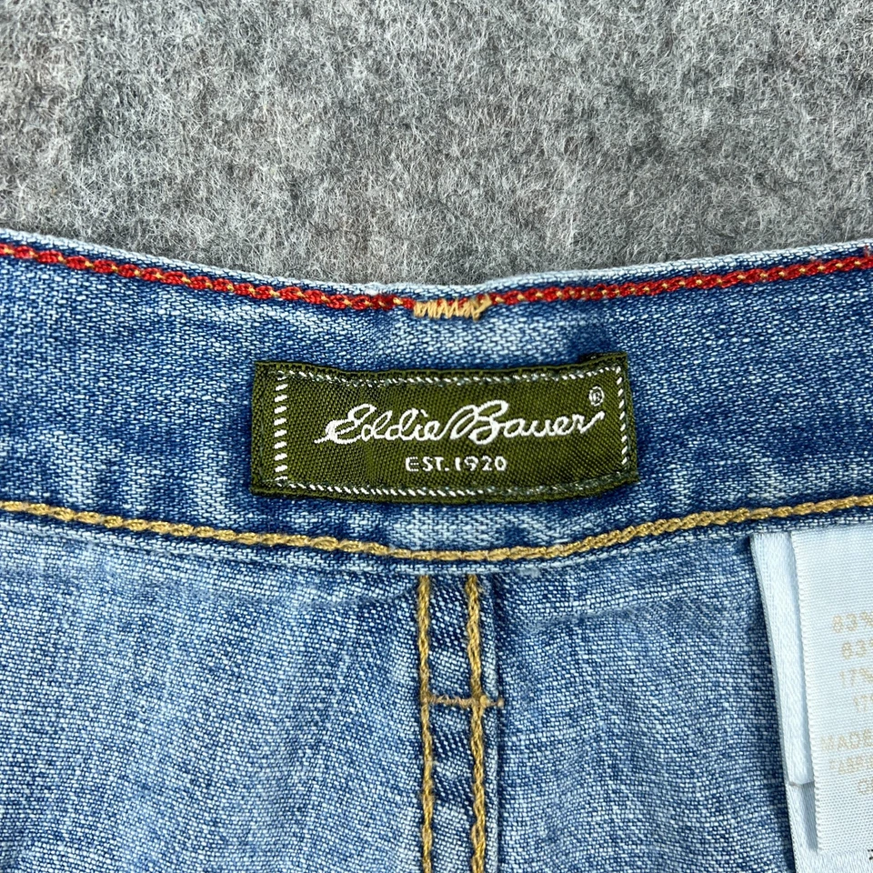 Pantalones Cortos Eddie Bauer Para Mujer 8 Azul Jean Denim Lavado Claro Dobladillo Crudo Algodón Cortado Foto 4 de 4