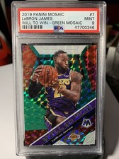 ⭐️2019-20 Panini Mosaic Will To Win-Green Mosaic #7 LEBRON JAMES  PSA 9 Mint