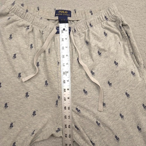 Polo Ralph Lauren Mens M Gray Lounge Pants Joggers Allover Pony Logo Cotton - Picture 4 of 9