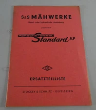 S&S Parts Catalog Mower Tractor For Porsche Diesel Standard AP Year 1958