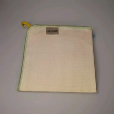 2 Liz Earl Brand New Muslin Cloth Green Trim Yellow & Orange Handmade Hang Loop