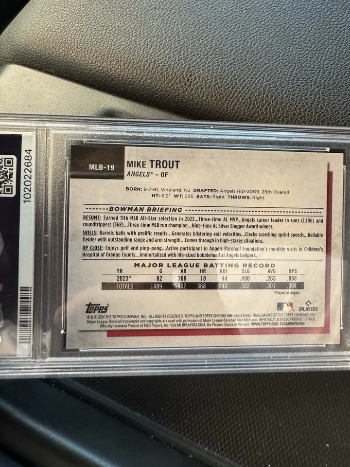 2024 Topps Chrome Mike Trout Orange /25 NSCC Silver Pack SP SSP PSA 9 - Image 3 of 3