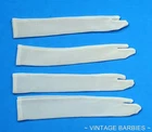 (2) Pair Vintage Barbie Doll White Long Tricot Gloves Excellent ~ 1960's