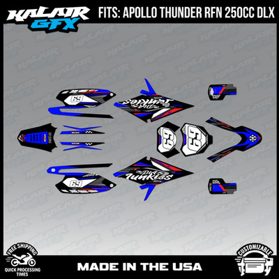 Graphics Kit for Apollo RFZ Thunder 250 (All) Rugged Series-BLUE